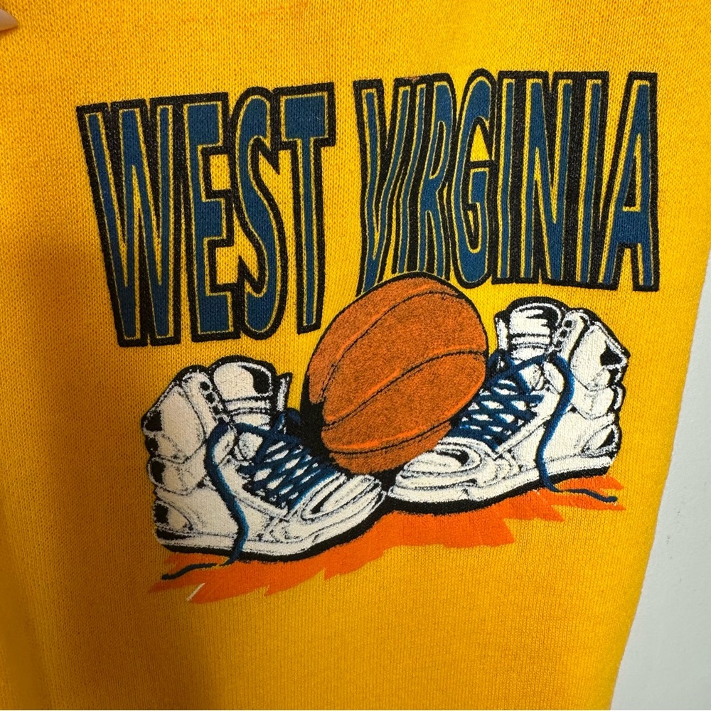 Vintage NOS West Virginia Basketball Yellow Sweatpants Exercise Pants Size Large - Picture 5 of 6